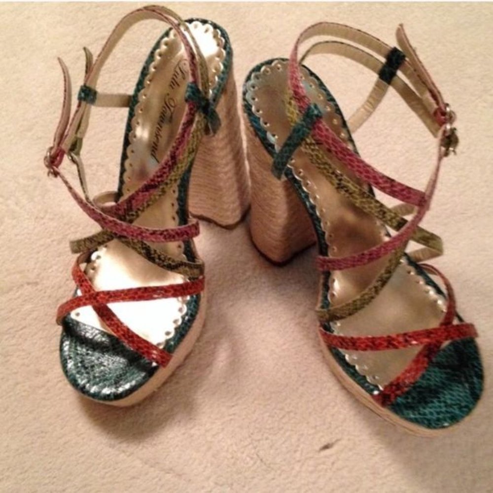 Lulu Townsend Shoes multi color block heel
